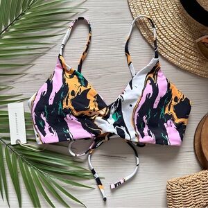 Maaji • Reversible Tri Abstract Print Floral Bralette Bikini Top